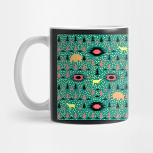 Winter pattern with deer, bears and little dots Mug